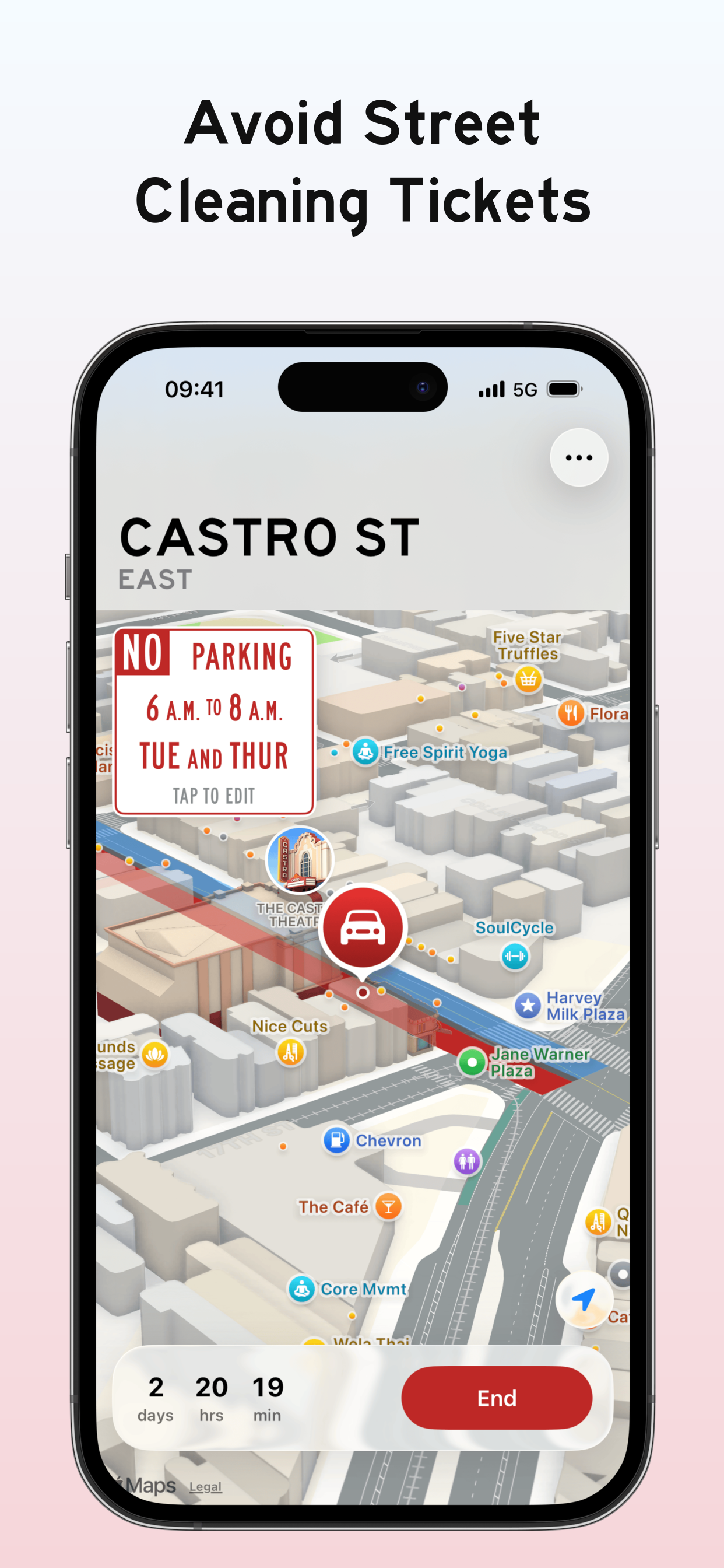 Avoid street cleaning tickets in Sweep Alarm
