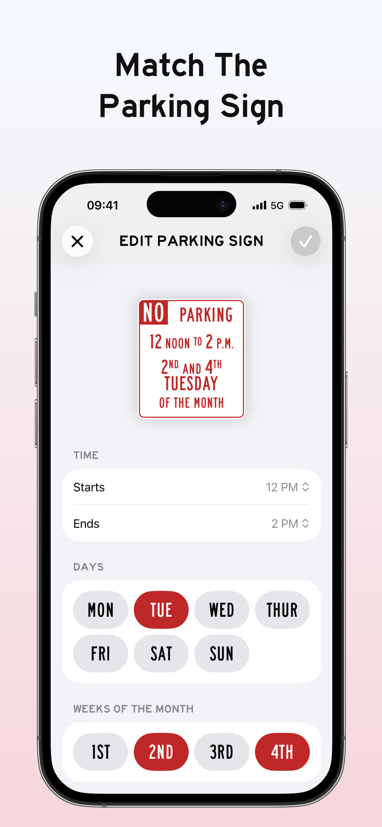 Match the parking sign editor in Sweep Alarm
